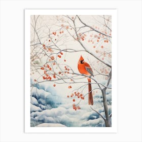 Winter Bird Painting Cardinal 2 Art Print