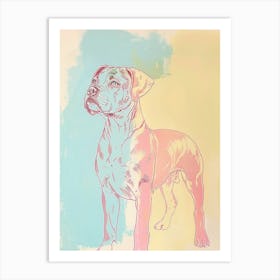 Boxer Dog Pastel Line Illustration Art Print