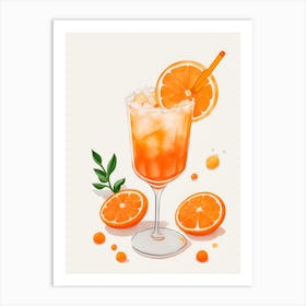 Aperol With Ice And Orange Watercolor Vertical Composition 16 Art Print