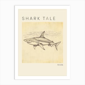 Vintage Shark Pencil Illustration 1 Poster Art Print