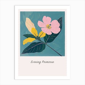 Evening Primrose Square Flower Illustration Poster Art Print