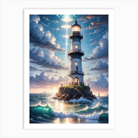 A Lighthouse In The Middle Of The Ocean 73 Art Print