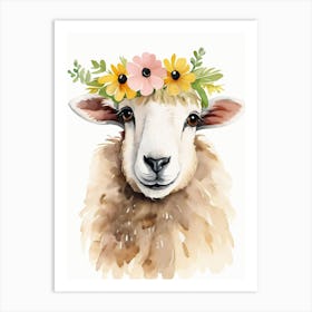 Baby Blacknose Sheep Flower Crown Bowties Animal Nursery Wall Art Print (17) Art Print