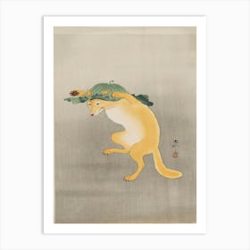 Dancing Fox With Lotus Leaf Hat (1910), Ohara Koson Art Print