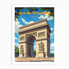 Arc De Triomphe Paris France Digital Travel Illustration Art Print