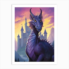 Dragon In Front Of Castle Art Print