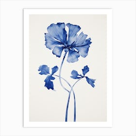 Blue Botanical Poppy 3 Art Print