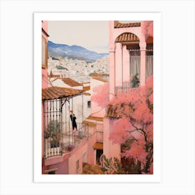 Tenerife Spain 3 Vintage Pink Travel Illustration Art Print