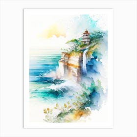 Uluwatu Indonesia Watercolour Pastel Tropical Destination Art Print