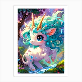 Unicorn In The Forest 22 Art Print