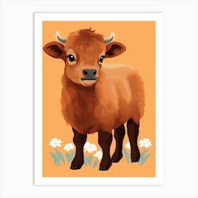 Baby Animal Illustration  Bison 3 Art Print