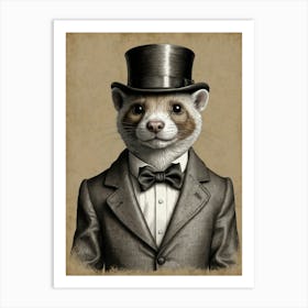 Ferret In A Top Hat Art Print