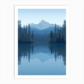 Lake With Trees And Mountains Art Print