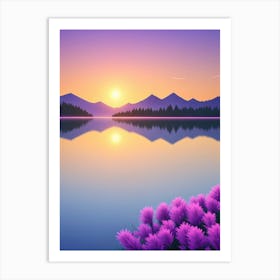 Sunset Over The Lake Art Print