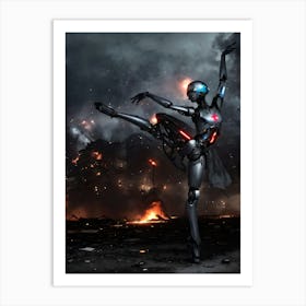 AI Robot dancing ballet during world war Art Print