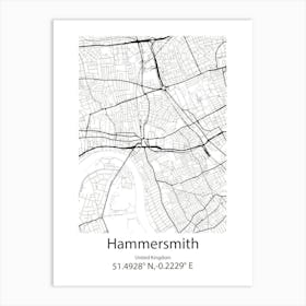 Hammersmith,United Kingdom Minimalist Map Art Print