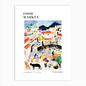 The Food Market In Positano 3 Illustration Poster Art Print