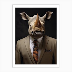 Rhinoceros Wearing A Suit 1 Art Print