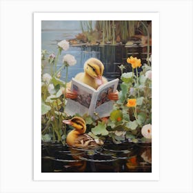 Duckling Reading A Book 1 Art Print