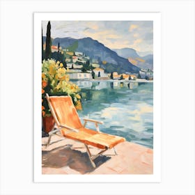 Sun Lounger By The Pool In Lake Como Italy Art Print