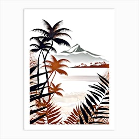 Tropical Landscape With Palm Trees Vector Art Print