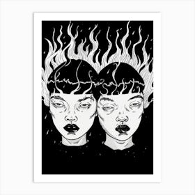 Flaming Twins Art Print