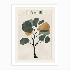 Boxwood Tree Minimal Japandi Illustration 3 Poster Art Print