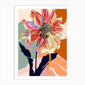 Colourful Flower Illustration Dahlia 4 Art Print