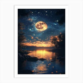 Full Moon Over Water 30 Art Print