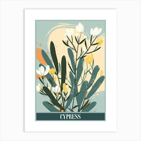 Cypress Tree Flat Illustration 6 Poster Art Print