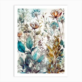 Watercolor Flowers flora nature flowers meadow Art Print