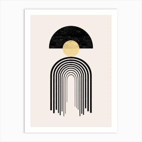 Mid-Century Modern - Sun, Rainbow, and Moon Art Print