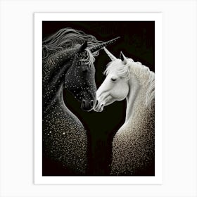 Black And White Unicorns Art Print