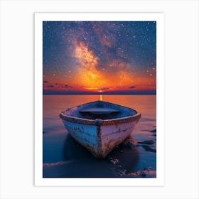 Starry Sky Over A Boat Art Print