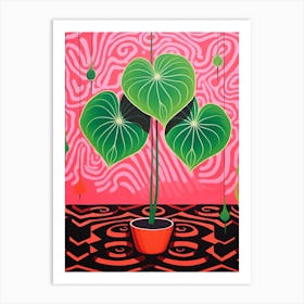 Pink And Red Plant Illustration Peperomia 4 Art Print