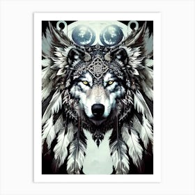 Wolf With Feathers 9 Art Print