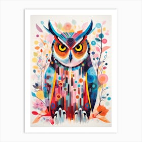 Bird Painting Collage Great Horned Owl 4 Art Print