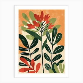 Botanical Tropical Leaves Groovy 1 Art Print