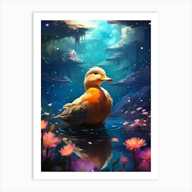 Duck In The Water 1 Art Print