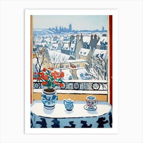 The Windowsill Of Edinburgh   Scotland Snow Inspired By Matisse 1 Art Print