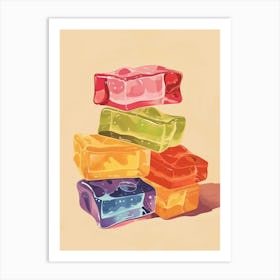 Stacked Colourful Jelly Beige Illustration 3 Art Print