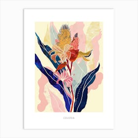 Colourful Flower Illustration Poster Celosia 1 Art Print