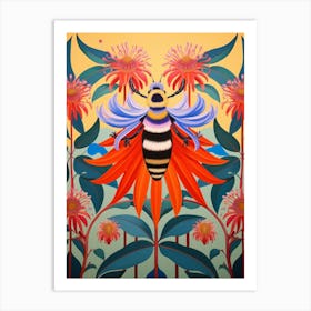 Flower Motif Painting Bee Balm 1 Art Print
