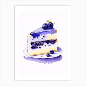 Blueberry Cheesecake Bars Dessert Retro Minimal 1 Flower Art Print