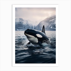 Icy Realistic Photography Of Orca Whale, Moody Colour Scheme Art Print