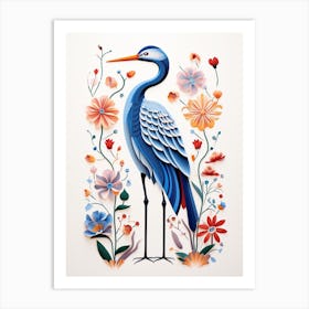Scandinavian Bird Illustration Great Blue Heron 6 Art Print