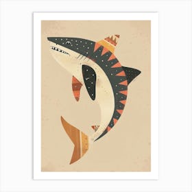 Muted Pastel Patterned Shark 2 Art Print