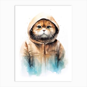 Scottish Fold Cat As A Jedi 1 Art Print