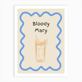 Bloody Mary Doodle Poster Blue & Orange Art Print