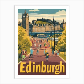 Aihrgdesign A 1970s Inspired Travel Poster For Edinburgh 1 Art Print